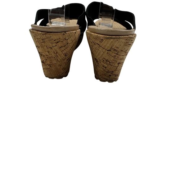 Crocs A Leigh Black Strappy Slip On Cork Comfort Wedge Sandals Women's Size 10 - Picture 4 of 10